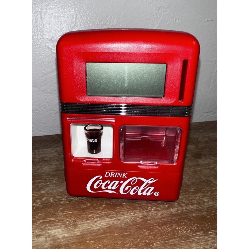 1998 Coca-Cola Vending Machine Digital Alarm Clock/Bank Tested-works